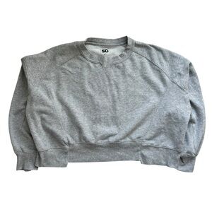 So Juniors Cropped Crew Sweatshirt Long Sleeve Large Gray Fox Pullover